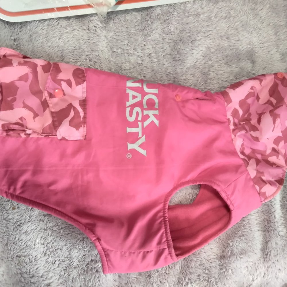 Pink Duck Dynasty Dog Jacket medium